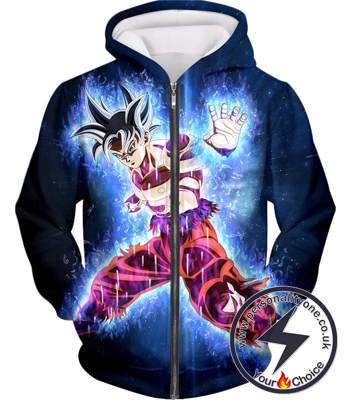 Dragon Ball Super Amazing Goku Ultra Instinct Power Cool Black Zip Up Hoodie